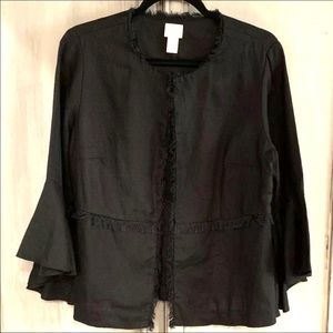 Chico’s Black Linen Topper Jacket Sz 1 Sz M/8